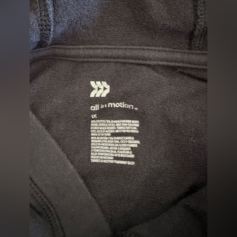 All In Motion‎ Activewear Cropped Boxy Stretch Black Hoodie size 1X - Picture 3 of 8